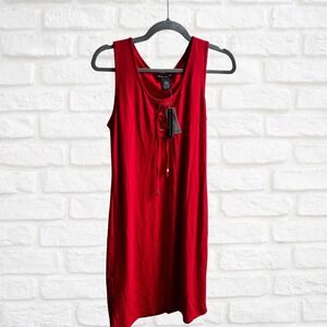 Chelsea & Theodore Red Lace-Up Dress, Medium, NWT, Trendy Women's Fashion